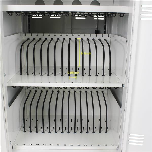 Mobile Charging Cart and Cabinet for Tablets Laptops 30-Device With Combination Lock(White)