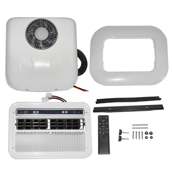 White 12V Air Conditioner RV Rooftop Electric Parking AC Unit 30-60A 1600W Low Noise for RV