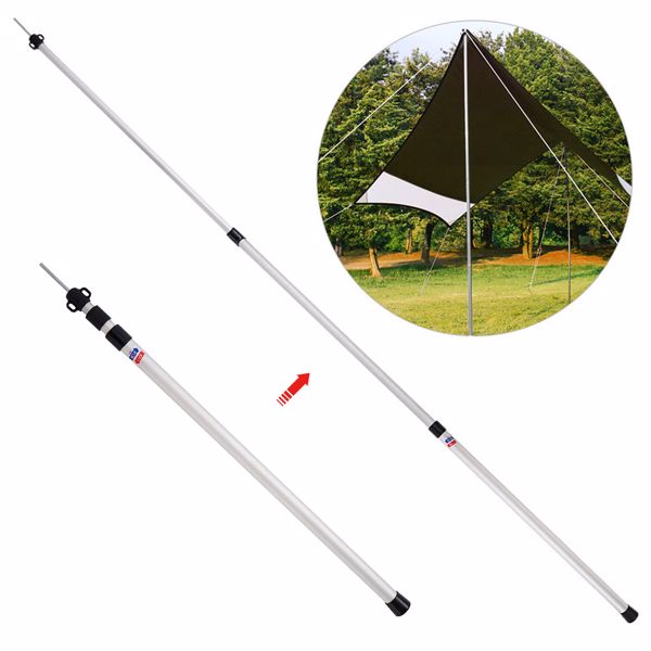 2x230cm Tarp Tent Poles Telescopic Adjustable Aluminum Awning Canopy Support Rod