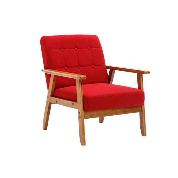 Leisure Chair with Solid Wood Armrest and Feet, Mid-Century Modern Accent chair, for Living Room Bedroom Studio chair