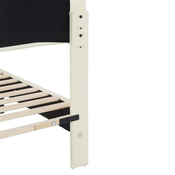 Full Size Upholstered Platform Bed with Rainbow Shaped and Height-adjustbale Headboard,LED Light Strips,Beige