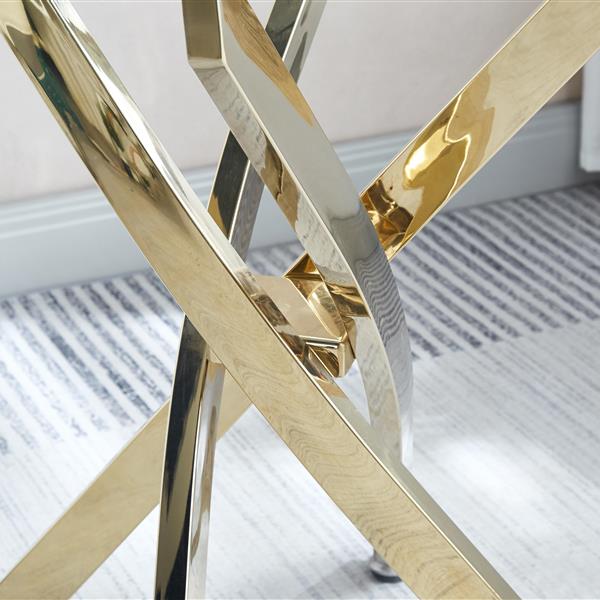 Modern Round Tempered Glass End Table with Stainless Steel Legs