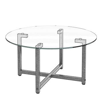 Round Transparent Glass+Black Leg  Coffee Table, Clear Coffee Table，Modern Side Center Tables for Living Room， Living Room Furniture