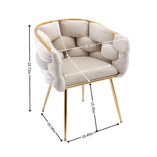 Luxury modern simple leisure velvet single sofa chair bedroom lazy person household dresser stool manicure table back chair beige