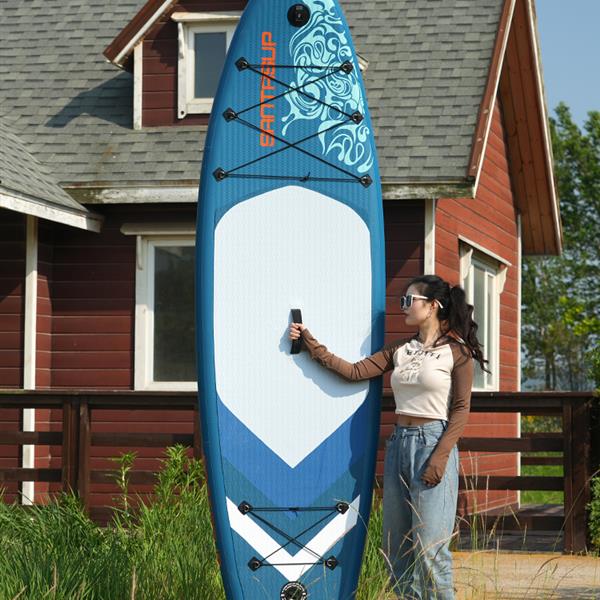 Inflatable Stand Up Paddle Board 9.9'x33"x5" With Premium SUP Accessories & Backpack, Wide Stance, Bottom Fin for Paddling, Paddle, Leash, Surf Control, Non-Slip Deck for Youth & Adult