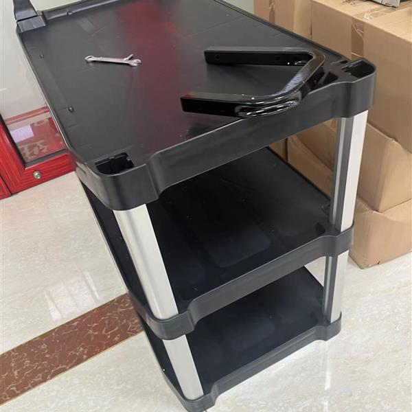 Three-layer thickened plastic mobile tool cart