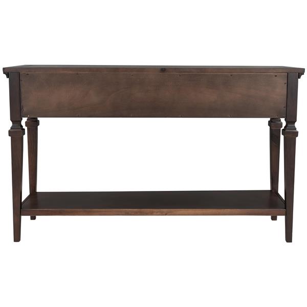 Classic Retro Style Console Table with Three Top Drawers and Open Style Bottom Shelf, Easy Assembly (Espresso)