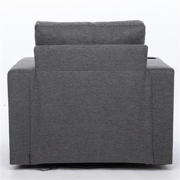 Modern Swivel Accent Sofa Chair, Ernomic Casual 90 Degree Swivel Single Sofa Seat with Drink Holder Living Room Chair ,Soft Egyptian Velvet Sofa Chair (Grey)