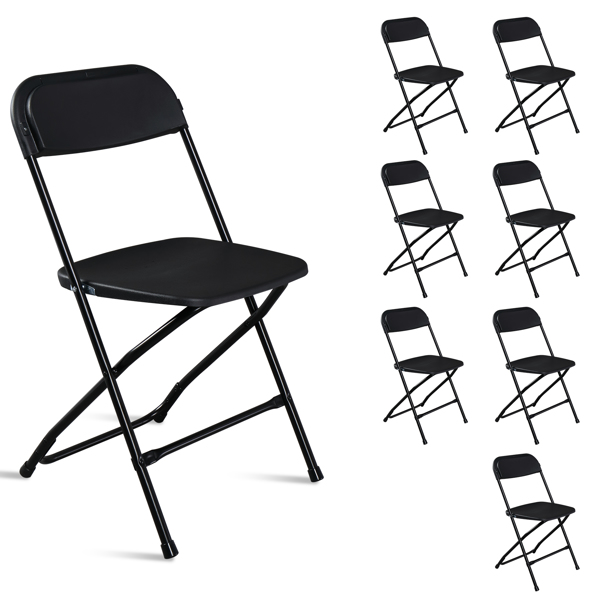 6pcs Injection Molding Classic Garden Plastic Folding Chair Black