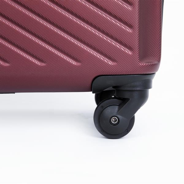 3 Piece Luggage Sets ABS Lightweight Suitcase with Two Hooks, Spinner Wheels, TSA Lock, (20/24/28) Wine Red