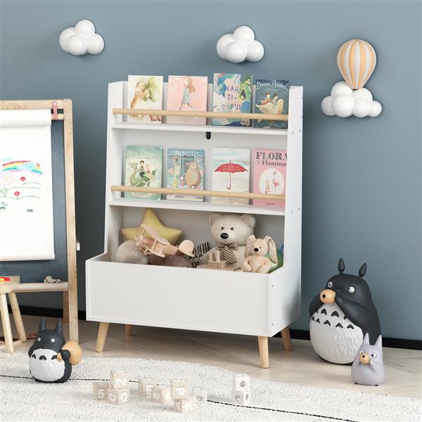 Kids Bookshelf, Book and Magazine  Rack, Book Organizer, toy Storage Cabinet Organizer, White