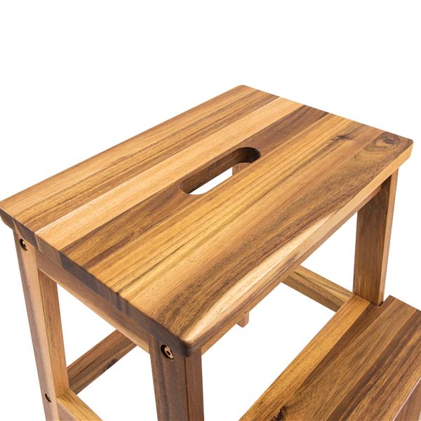 Acacia Wood Two Steps Stool Small Size Rectangle