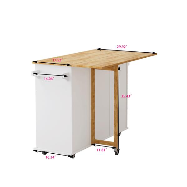 Kitchen Island Cart with 2 Door Cabinet and Three Drawers,43.31 Inch Width with Spice Rack,Towel Rack (White)