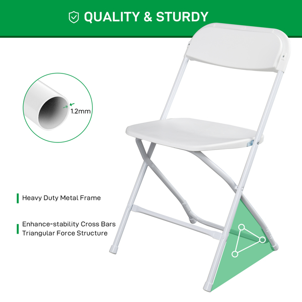 4pcs Injection Molding Classic Garden Plastic Folding Chair White