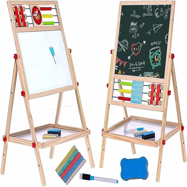 4in1 Kreidetafel für Kinder Holz Standtafel Magnet Mal Schreib Tafel Schultafel