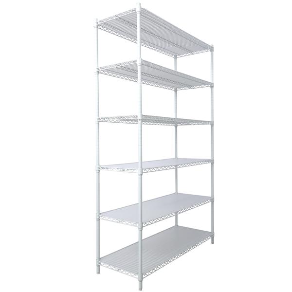 6 Tier 6000lbs Capacity NSF Metal Shelf Wire Shelving Unit, Heavy Duty Adjustable Storage Rack with Wheels & Shelf Liners for Commercial Grade Utility Steel Storage Rack, white - 84"H x 48"L x 20"D