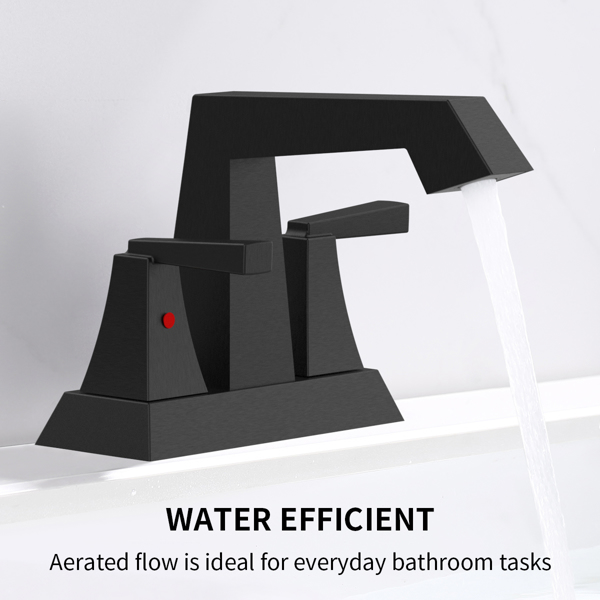 2-Handle Bathroom Sink Faucet ‎Matte Black 4 Inches Centerset 3 Hole with Pop Up Drain & Supply Lines Modern Commercial Bathroom Faucets Lavatory [Unable to ship on weekends, please note that]