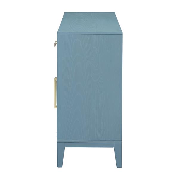 6-drawer and 2-Cabinet Retro Sideboard with Extra Large Storage Space, with ld Handles and Solid Wood Legs, for Kitchen and Living Room (Antique Blue)