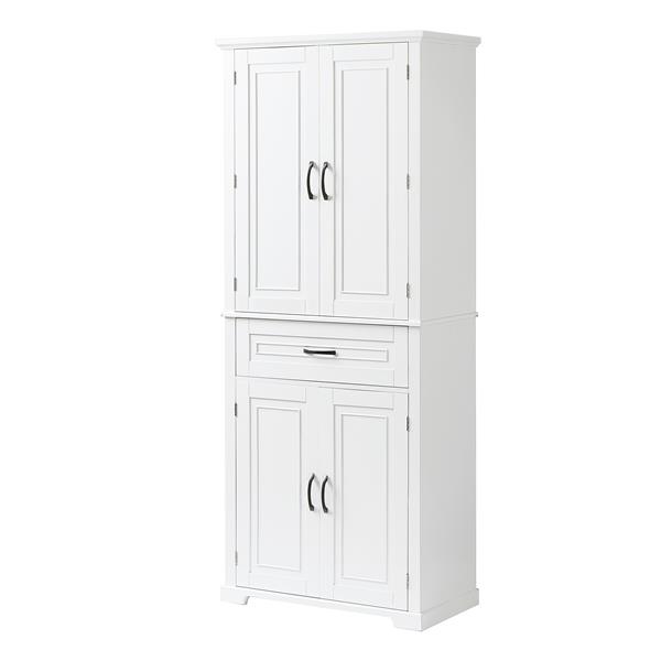 Bathroom Storage Cabinet with Doors and Drawer, Multiple Storage Space, Adjustable Shelf, White