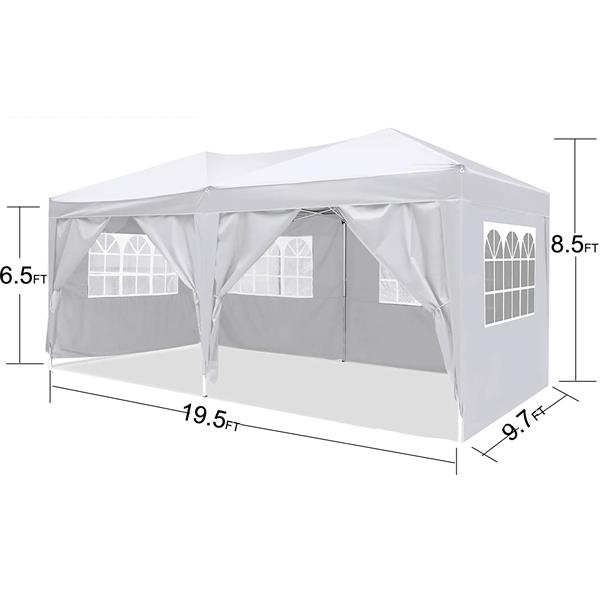 10x20Pop Up Canopy Outdoor Portable Party Folding Tent with 6 Removable Sidewalls + Carry Bag + 4pcs Weight Bag