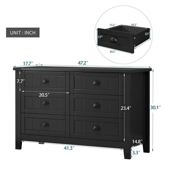 Drawer Dresser BAR CABINET side cabinet,buffet sideboard,buffet service counter, solid wood frame,plasticdoor panel,retro shell handle,applicable to dining room, living room, kitchen ,corridor,black