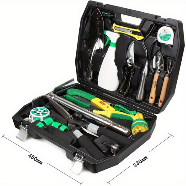 Garden Tools Set,18 Piecegarden Tools For Gardening,garden Tools For Digging, Gardening Hand Tools Set With Carrying Case, Ergonomic Very Suitable For Pruning,Very Suitable For Pruning,Digging,Weeding