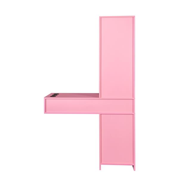 Pink modern simple hair desk, multi-layer storage space