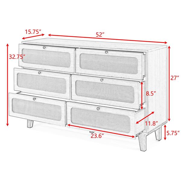 Drawer bedroom dresser, wooden antique dresser, TV cabinet bedroom living room corridor storage dresser, storage box drawer cabinet, six-drawer cabinet