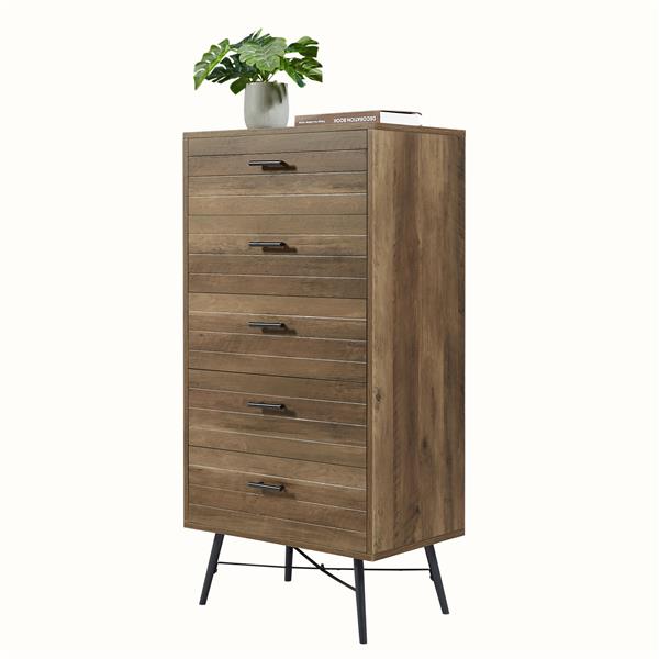 5-Drawer Chest - Spacious and Stylish Chest of Drawers,  Dresser for Bedroom, Closet, Hallway, 23.6"W x 15.7"D x 48"H, Rustic Walnut