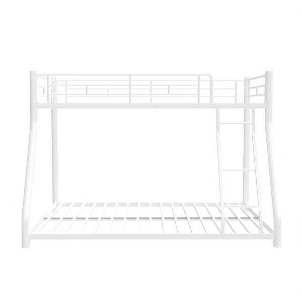 Metal Bunk Bed Twin Over Full Size with Removable Stairs, Heavy Duty Sturdy Frame with 12" Under-Bed Storage for Teen & Adults, Teens, No Box Spring Needed, White