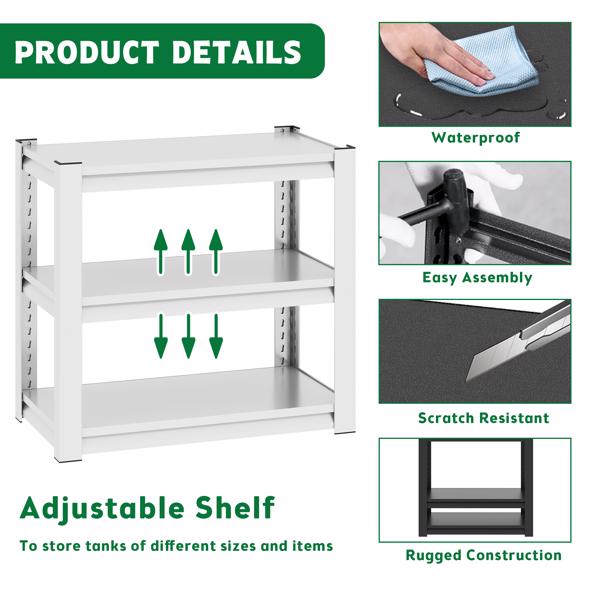 40-50 Gallon Fish Tank Stand - Metal Aquarium Stand, 31.5 "L x 18 "W x 34"H Adjustable Heavy Duty Reptile Tank Stand, Adjustable 3-Tier Fish Tank Rack Shelf for Home Office, Tank Not Included 