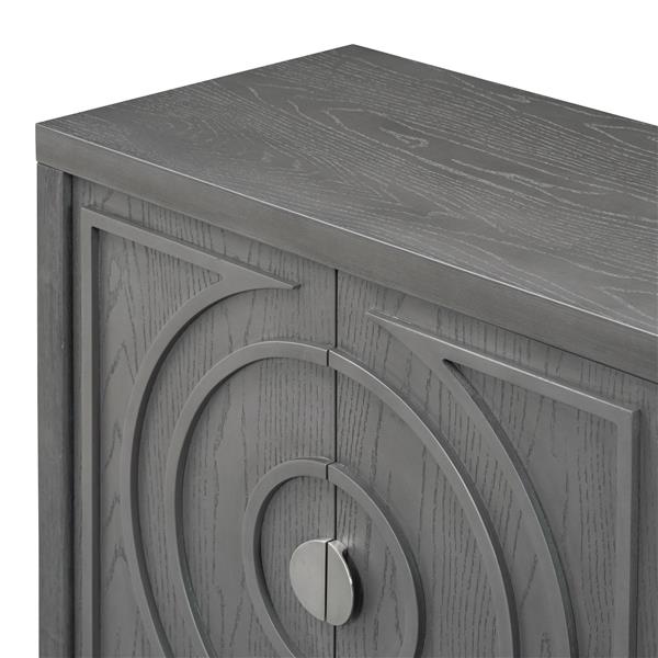 Retro Sideboard door with Circular Groove Design Round Metal Door Handle for Entrance, Dinning Room, Living Room (Gray)