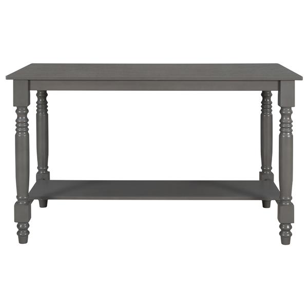 6-Piece Counter Height Dining Table Set Table with Shelf 4 Chairs and Bench for Dining Room (Gray)