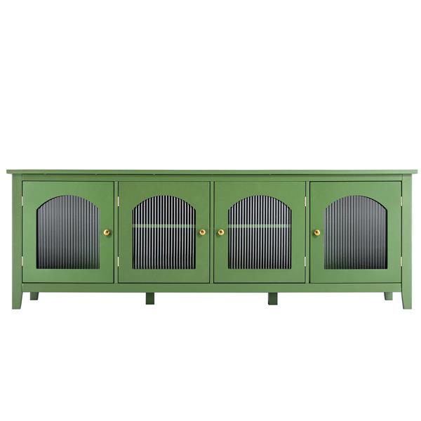 71-inch stylish TV cabinet,Entertainment CenterTV stand,TVConsoleTable, Media Console,solidwood frame,Changhong glass door,Metal handle,antique green,for the children's room,bedroom Living Room