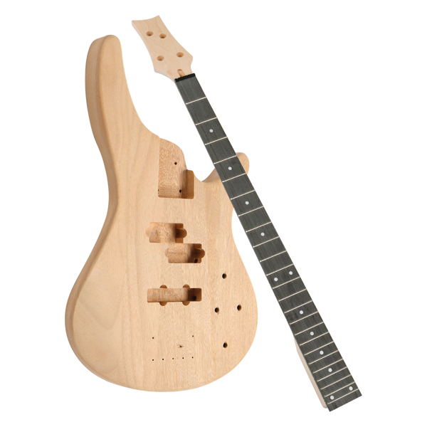 DIY 4 String IB Style Electric Bass Guitar Kits with Mahogany Body, Maple Neck and Accessories