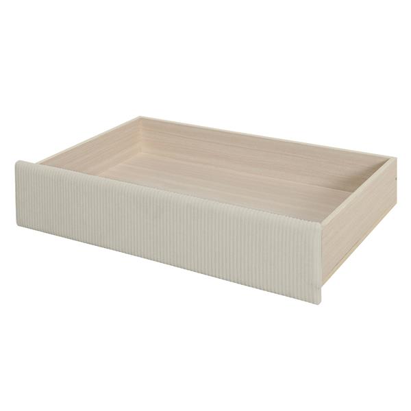 Twin Size Corduroy Daybed with Two Drawers and Wood Slat, Beige