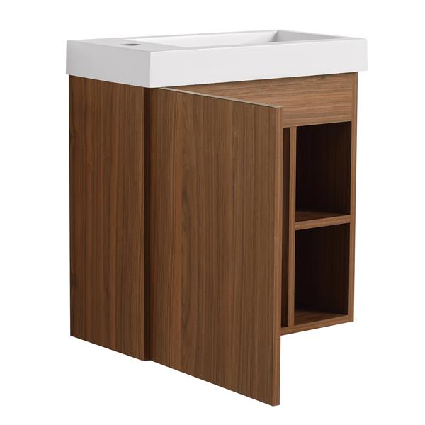 20'' Floating Wall-Mounted Bathroom Vanity with White Resin Sink & Soft-Close Cabinet Door