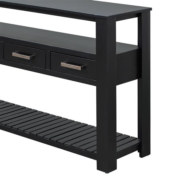 62.2'' Modern Console Table Sofa Table for Living Room with 4 Drawers and 2 Shelves