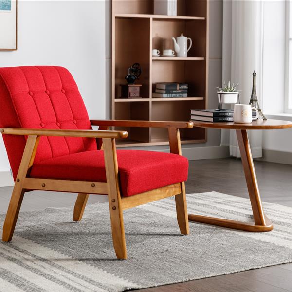 Leisure Chair with Solid Wood Armrest and Feet, Mid-Century Modern Accent chair, for Living Room Bedroom Studio chair