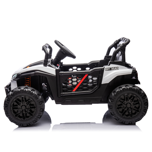 24V Kids Ride On UTV,Electric Toy For Kids w/Parents Remote Control,Four Wheel suspension,Low Start,Adjustable speed,Multimedia player,Early Education,Bluetooth,Rear storage space for kids aged 3+.