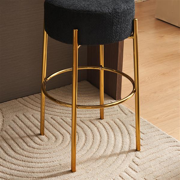 30" Tall, Round High Bar Stools, Set of 2 - Contemporary upholstered dining stools for kitchens, coffee shops and bar stores - Includes sturdy hardware support legs