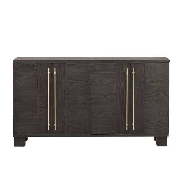 Wood Traditional Style Sideboard with Adjustable Shelves and Gold Handles for Kitchen, Dining Room and Living Room (Taupe)