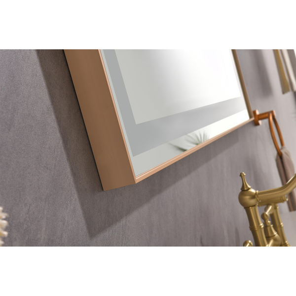 36x24 Inch LED Front-lit Bathroom Mirror with Metal Frame, Wall Mounted Vanity Mirror with Smart Touch Button, Anti-Fog, Memory Function, 3 Colors, Stepless Dimmable Makeup Mirror(Horizontal/Vertical)