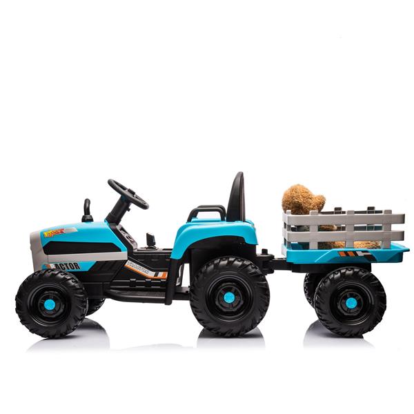 Ride on Tractor with Trailer,12V Battery Powered Electric Tractor Toy w/Remote Control,electric car for kids,Three speed adjustable,Power display, USB,MP3 ,Bluetooth,LED light,Two-point safety belt