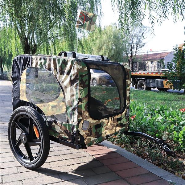 Camouflage Foldable Bicycle Trailer Bike Trailer for Camping Pet Dog Cat Luggage Carry