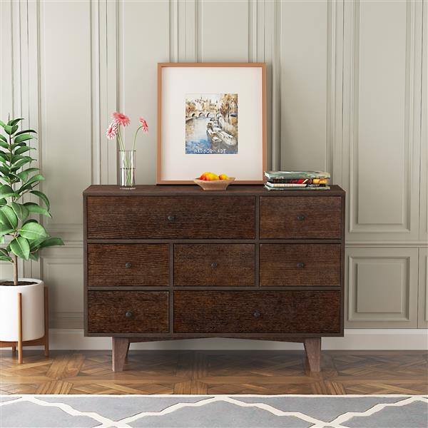 Solid Wood spray-painted drawer dresser bar,buffet tableware cabinet lockers buffet server console table lockers, retro round handle, applicable to the dining room, living room,kitchen corridor auburn