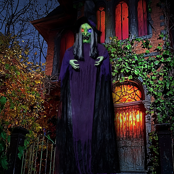  11.8ft Life Size Hanging Witch Talking Halloween Hanging Decoration