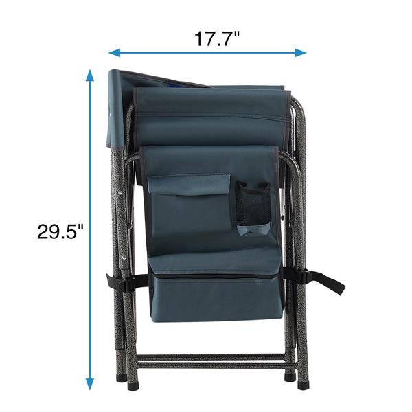 1-piece Padded Folding Outdoor Chair with Storage Pockets,Lightweight Oversized Directors Chair for indoor, Outdoor Camping, Picnics and Fishing,Blue/Grey