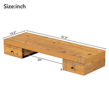 47.2\\" Wall-mounted Vanity Desk, Floating Vanity Shelf with Drawers, Dressing Table With Wooden Sticker,Computer Table Desk, Home Office Desk, Natural