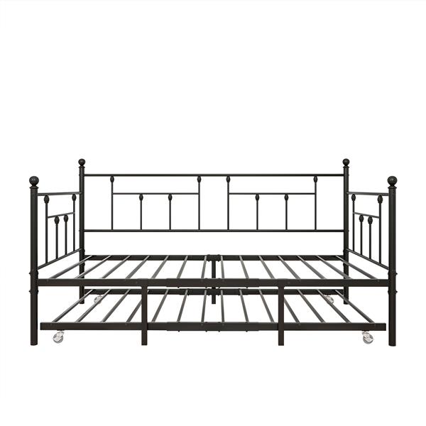 Metal Daybed Frame Twin Size Platform with trundle , No Box Spring Needed Black